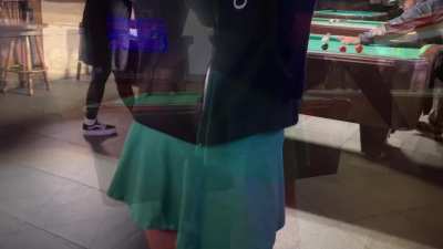 Hiding a little secret under my skirt.