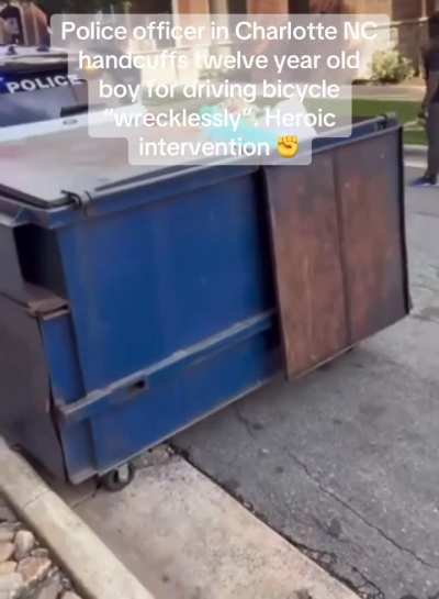 Charlotte NC, Officer Detains Twelve Year Old Boy. “Driving His BICYCLE Recklessly.”