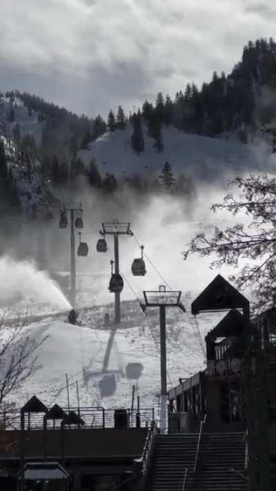 Aspen is getting ready! Snow ❄️ is being blown!🏔️