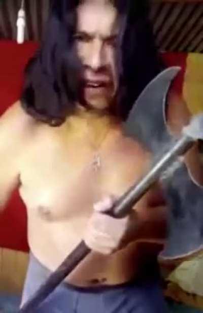 Hey Hitler! Cool guy with an arts and crafts swastika flag