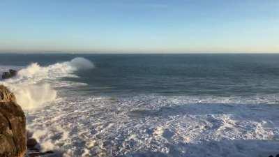 🔥Huge waves crashing on the rocks