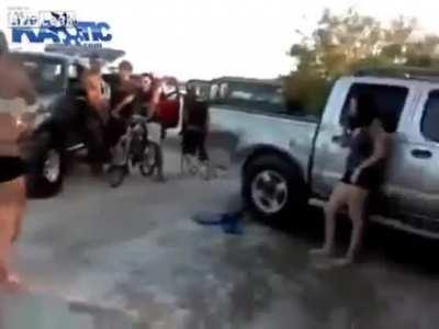 savage chick with the barefoot kick to the face