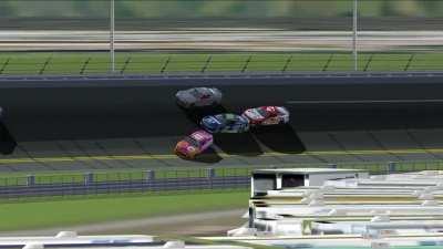 I'd waited years to take part in this online racing league, and tonight was the first race. On lap 4 of 50 I was making passes with high hopes for a win...and then this happened. The race stayed green to the end and I never caught back up to the pack. Fin