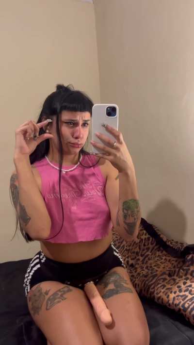 i know your tiny dick gets hard just by seeing the face of disgust i make when i think about it. Stop being so ridicuouls and come to this evil brunette to gives you her dick, only if you deserve it