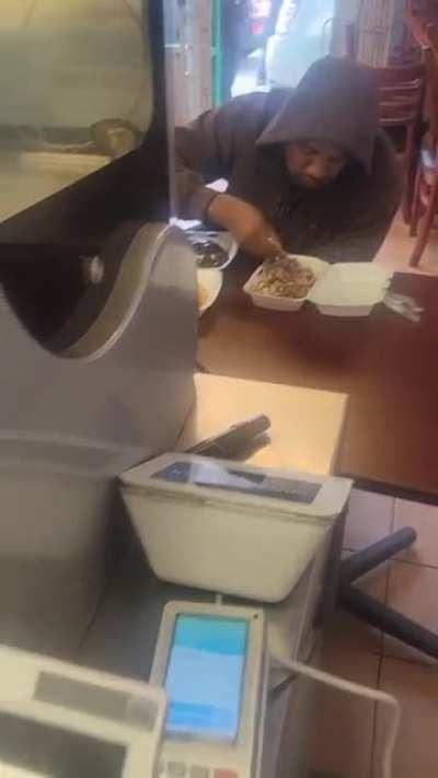 Ye eating soul food in LA yesterday