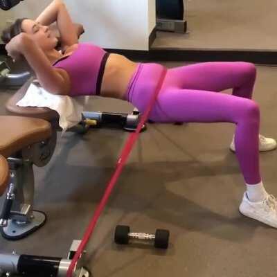 Elsie Doing Hip Thrusts.