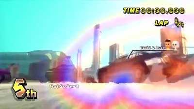 Edgerunners but it's Mario Kart Wii