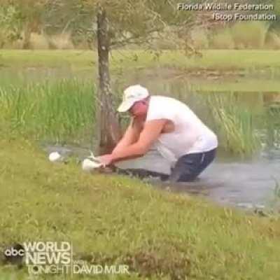 74 years old Florida man saving his 3 months old puppy without losing his cigar