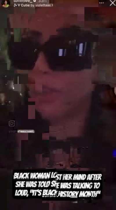 Woman upset after being told she was too loud