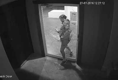 Going through a glass door