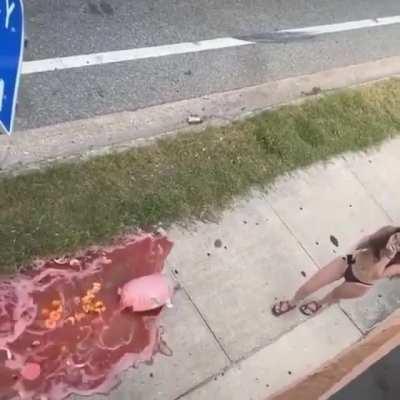 To pour a drink from the balcony