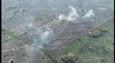 Russian armor column advancing towards Pavlovka struck by artillery/mines