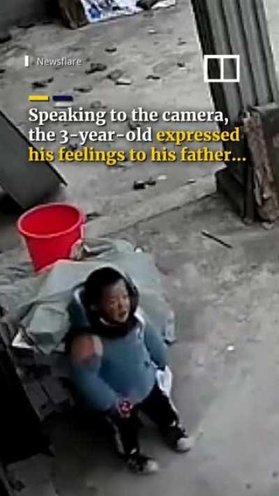 This little boy speaking to his far away dad through a surveillance camera telling him that he misses him