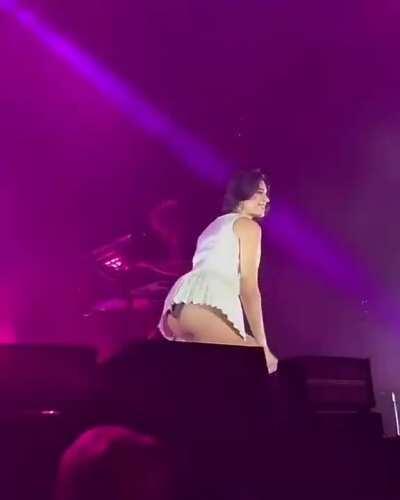 Dua Mini skirt panty tease