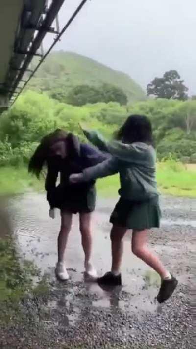 zew Zealand chicks go at it under a bridge