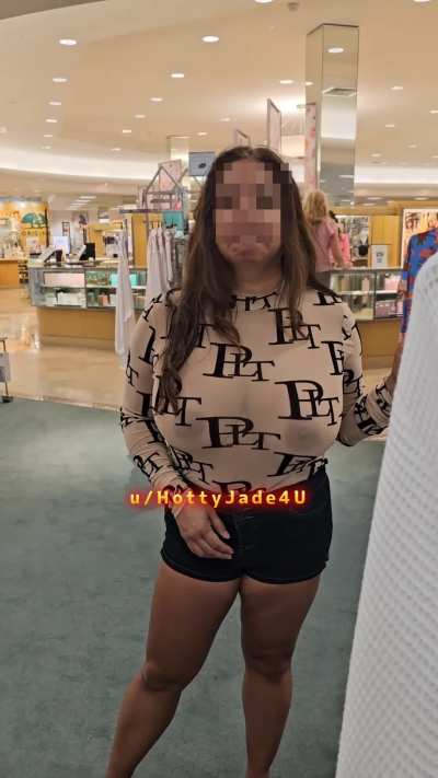 Showing my titties in SHEER while shopping