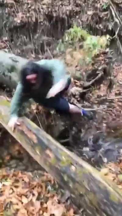 He kept his feet dry