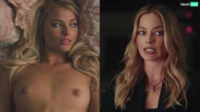 Margot Robbie Clothed vs Unclothed