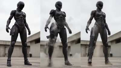 Cybernetic Armor and Gun Morphs (6 different prompt combos) - Wan2.2 FLF + Qwen 2509 for Keyframe Edits.