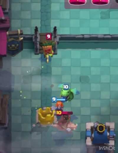 Right after the mk he threw a snowball that hit the tower and king tower