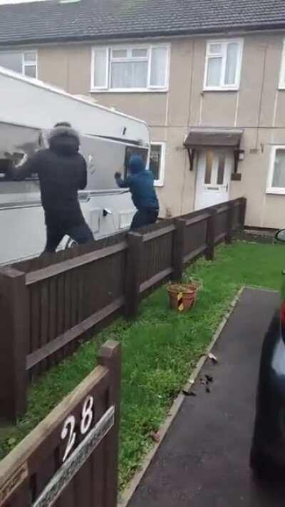 Travellers trashing a trailer and house