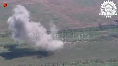 The Ukrainian Armed Forces carried out a MiG-29 airstrike using a guided French AASM HAMMER aerial bomb on a dugout with Russian drone operators in the Zaporizhia region. May 2025.