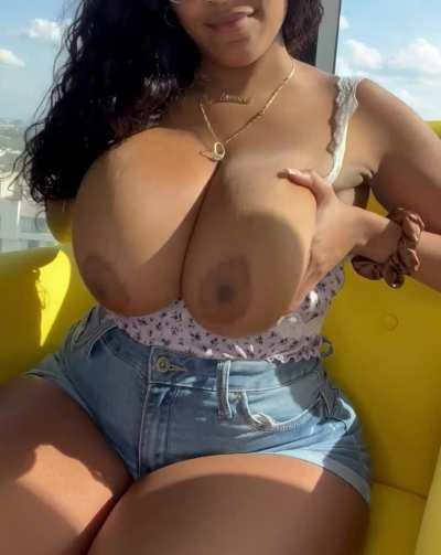 Imagine your big cock in between these🍆😍