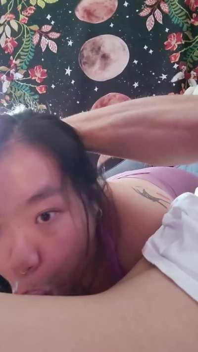 I'm obsessed with swallowing his cum, especially after a hard throatfucking! [OC]