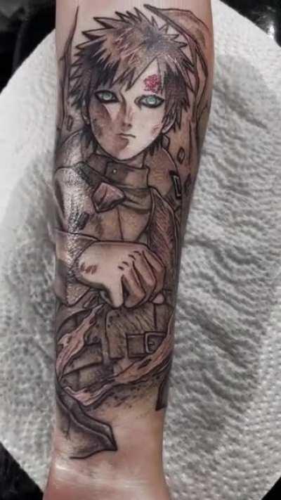 My wife’s tattoo- Gaara of the sand village by JT of JT ink Deland, FL