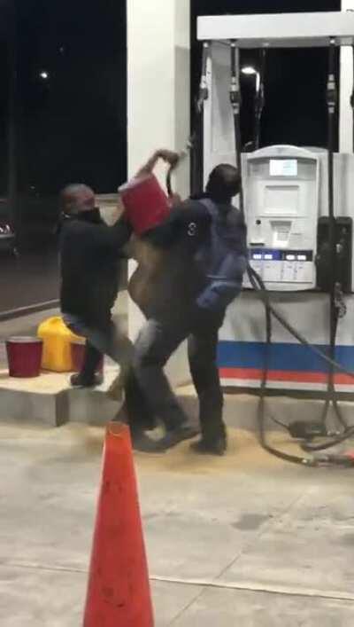 Naked assault at a gas station