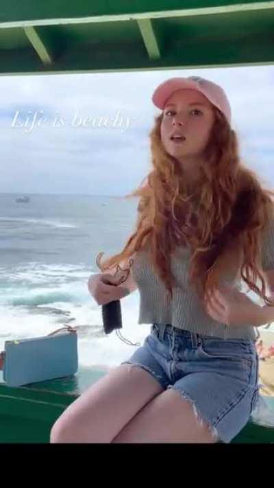 Francesca enjoying the beach