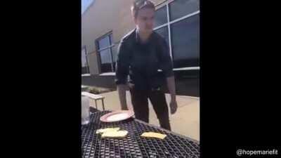 this guy brought a sandwich outside and wind blew entire thing away