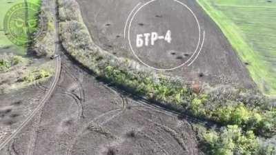 Footage of a Ukrainian BTR-4 knocking out a RU T-80