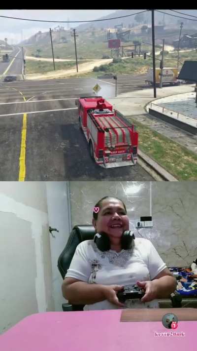 This grandma having the time of her life playing GTA