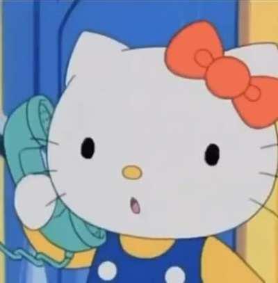 hello kitty gets a call, i wonder who could had called?