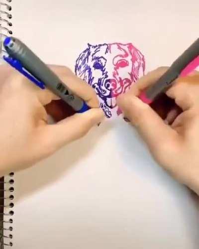 Рисунок двумя руками