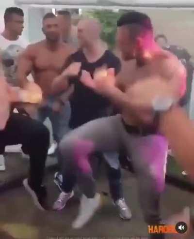 Just a bunch of dudes dancing to an anime song.