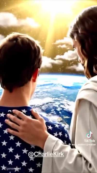TikTok video portraying Jesus and Charlie Kirk in Heaven