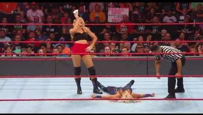 She felt hot so she submitted her with a scorpion hold.