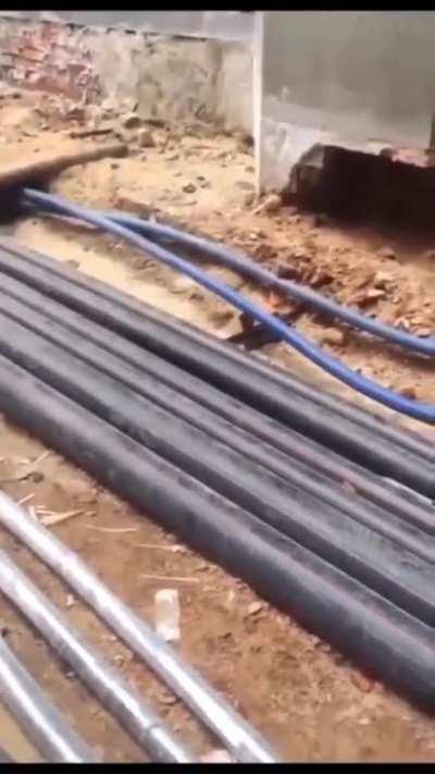 Hitting a live cable with a hammer