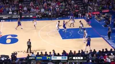 [Highlight] Jokic catches Embiid sleeping on defense and throws the alley oop, perfect pass leads to another perfect pass