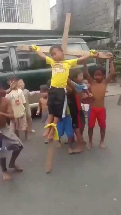 Kid gets crucified