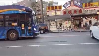 Guy tried to kill another person but car crashed into Rainbow Bakery.