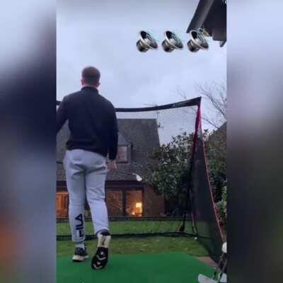 Golfing around the house.