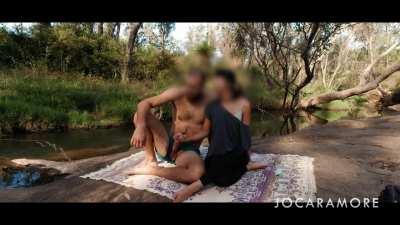 Having a little snack on our picnic outing...