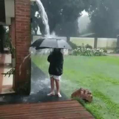 Tested the umbrella.