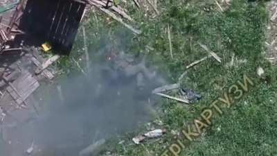 Russian takes a drone drop to the neck.