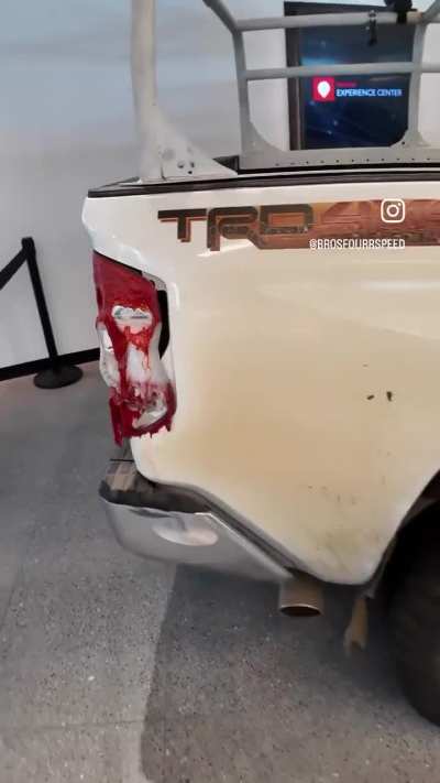 The famous marshmallow tundra that nurse Awllyn Pierce drove through the wildfire of California to save lives is on display at Toyota headquarters