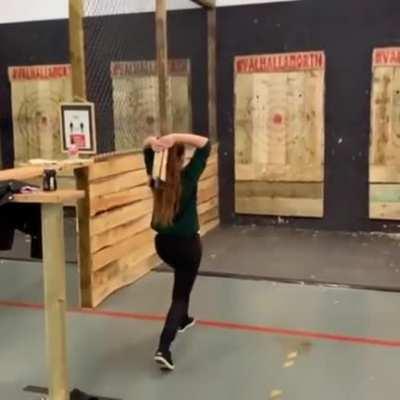 Axe throwing looks super easy