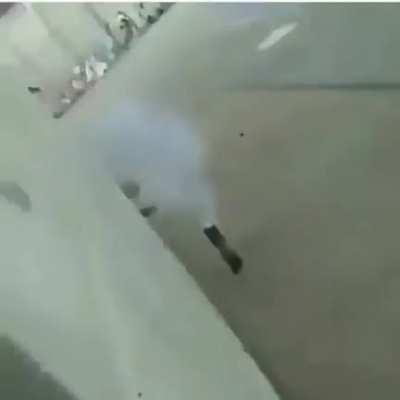 Blowing up hair spray with a firecracker